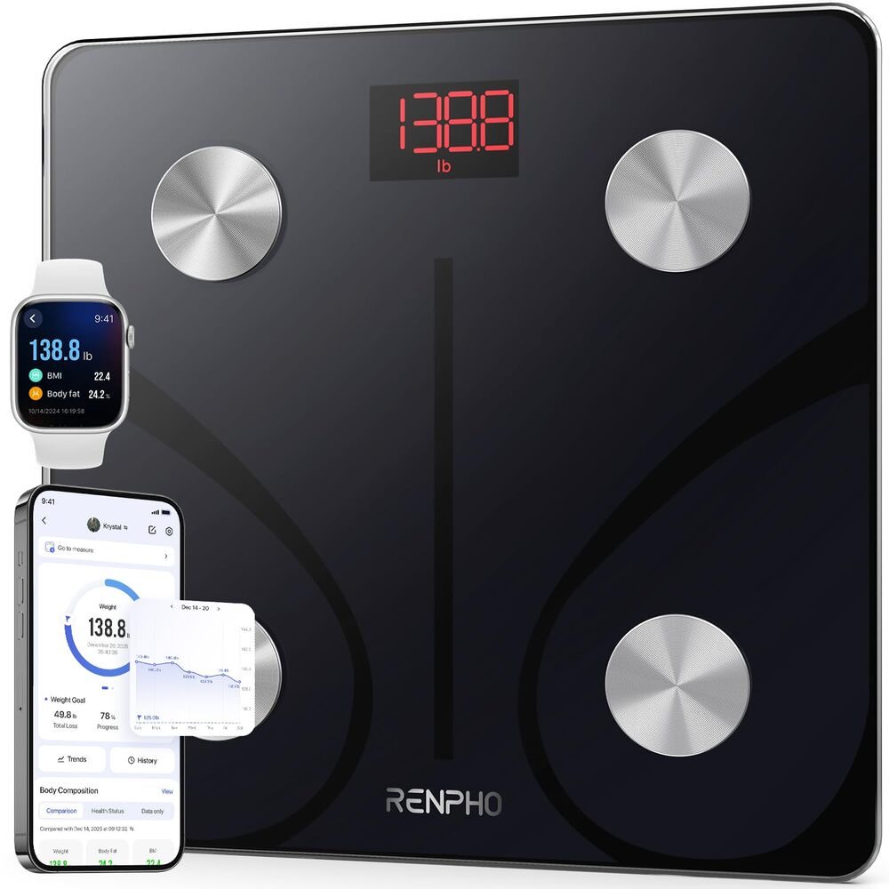 Smart Scale for Body Weight, BMI & Body Fat, 13 Metrics, Elis 1 Black